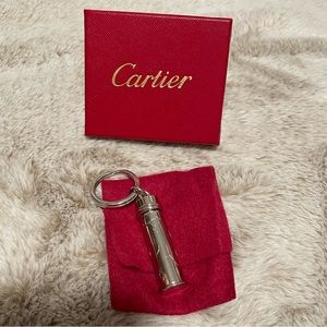 NIB Cartier Decor Oval Metal Key Ring/pill case